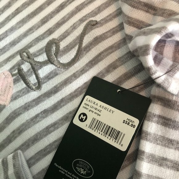 LAURA ASHLEY 2 Pc Valentine "Love" Gray/Pink Pajamas - Picture 3 of 8